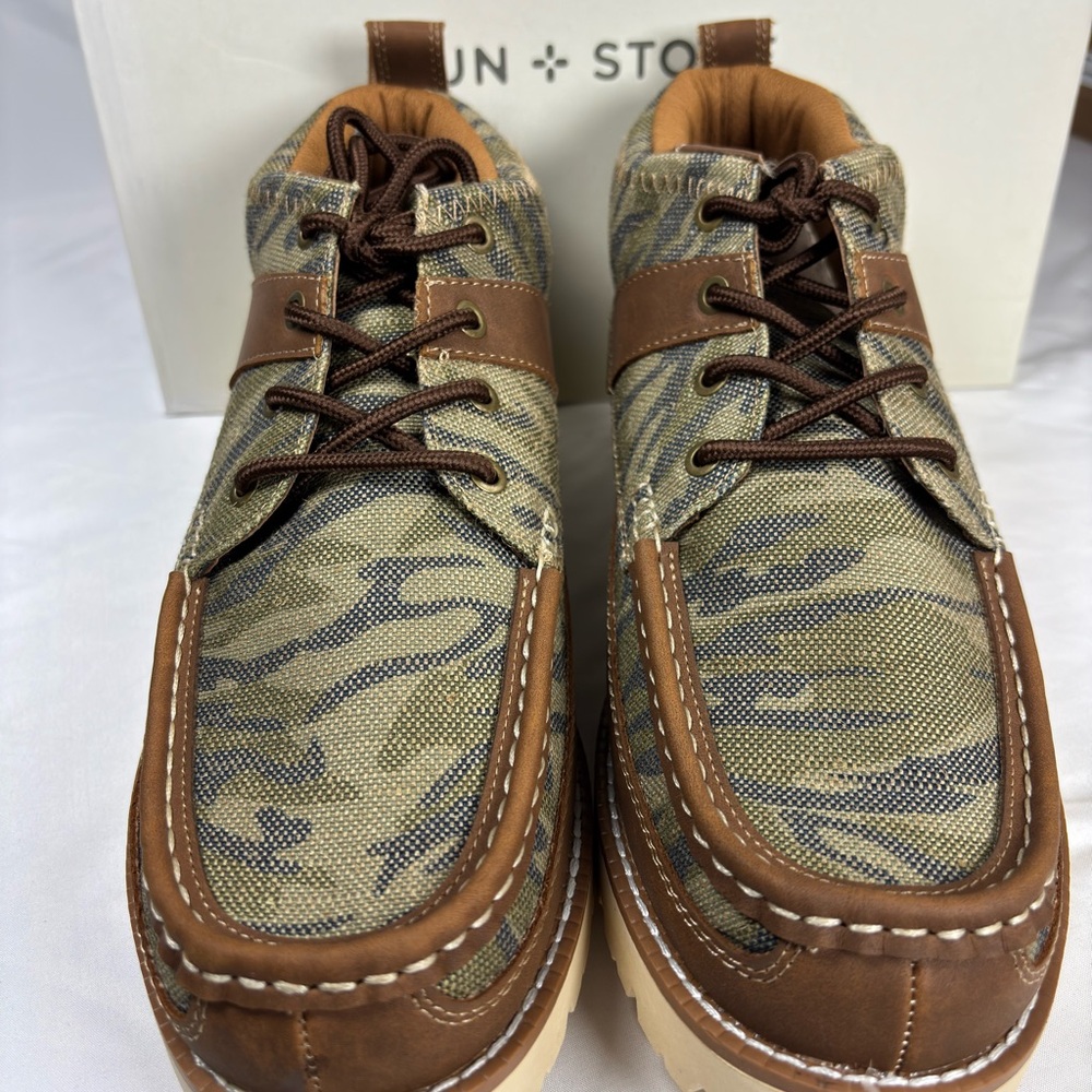 Sun‎ + Stone Men's Green and Brown Patterned Boots